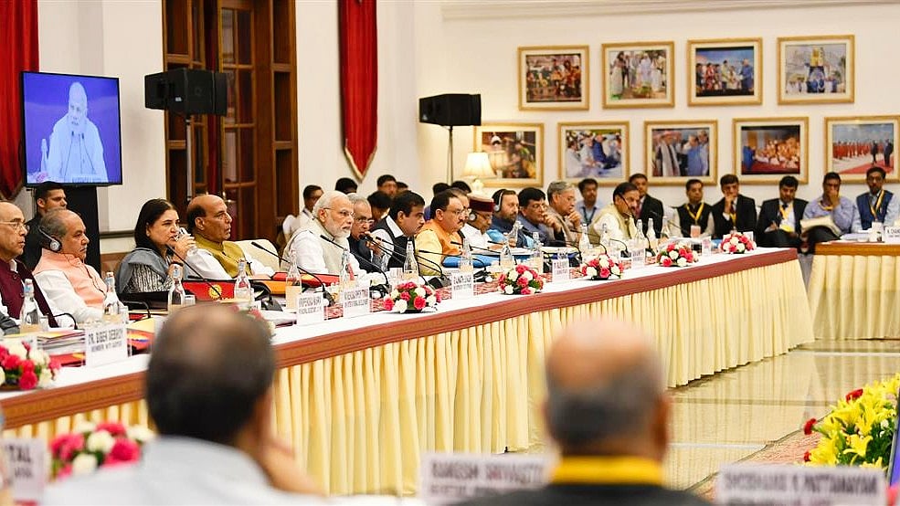 PM Narendra Modi presiding over a NITI Aayog meeting in 2018