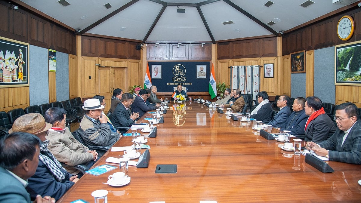 The leaders of 10 parties led by  veteran Congress leader Okram Ibobi Singh held a meeting with Chief Minister Biren Singh on 21 January (photo: @NBirenSingh/X)