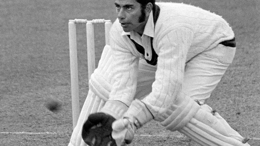 Farokh Engineer, photographed here in his heyday as a wicketkeeper, received a BCCI lifetime achievement award today, 23 January 2024 (photo courtesy CricPage1/X)  