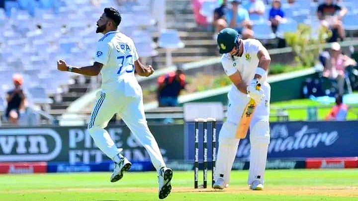 Mohammed Siraj celebrates (photo: @amsoz)