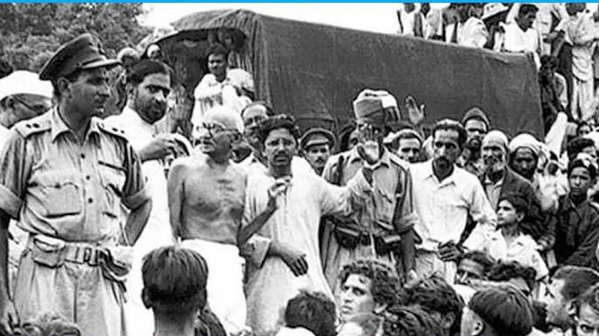 Mohandas Karamchand Gandhi at the Champaran satyagraha in Bihar, the inception of farmers' activism in India (photo courtesy @advsanjoy/X)