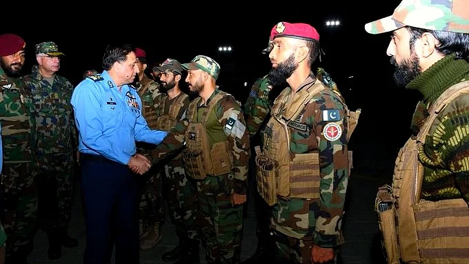 Pakistan chief of air staff air chief marshal Zaheer Ahmed Baber Sidhu at a PAF base in Mianwali (photo: @DGPR_PAF/X)