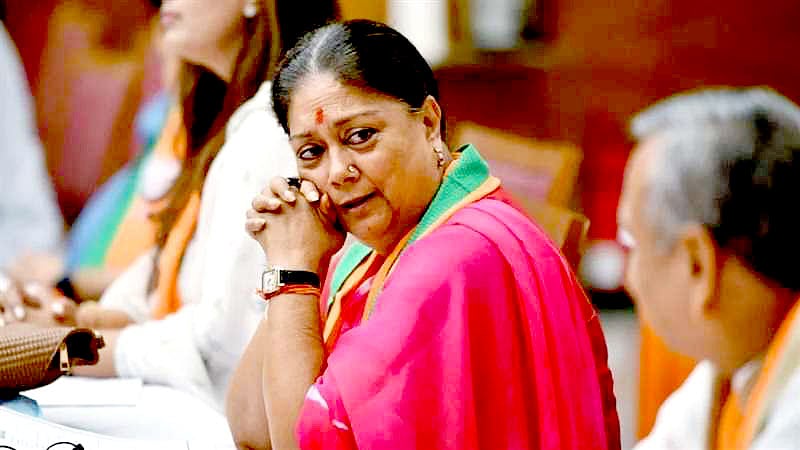 Former CM Vasundhara Raje was conspicuously absent as new incumbent Bhajan Lal Sharma’s ministers were being sworn in