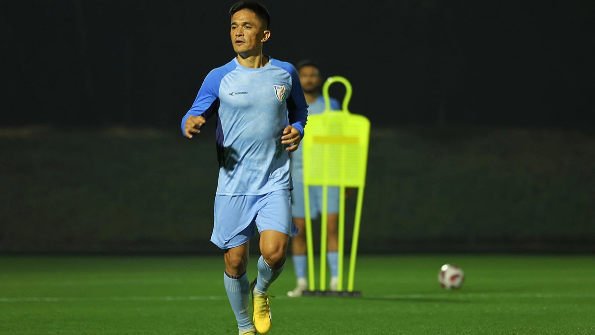 Indian captain Sunil Chhetri in Doha (photo courtesy: AIFF)