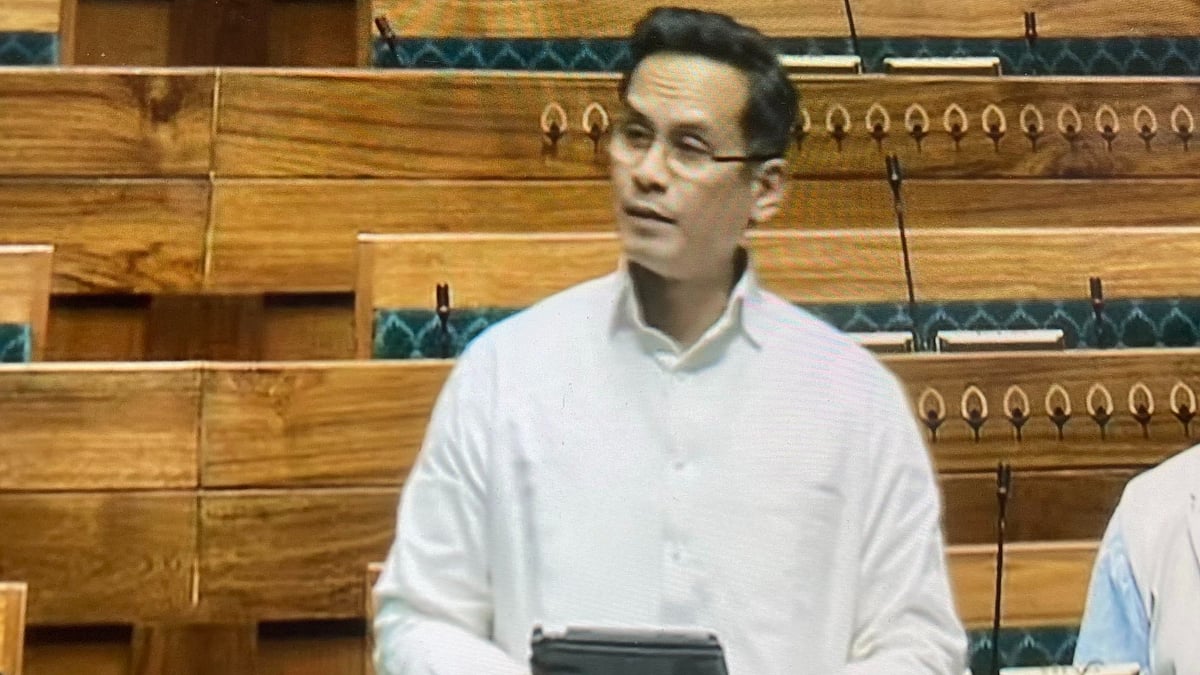 Gaurav Gogoi confronts the NDA white paper and the Ram Mandir resolution in the Lok Sabha (Sansad TV screengrab courtesy @Politics_2022_/X)