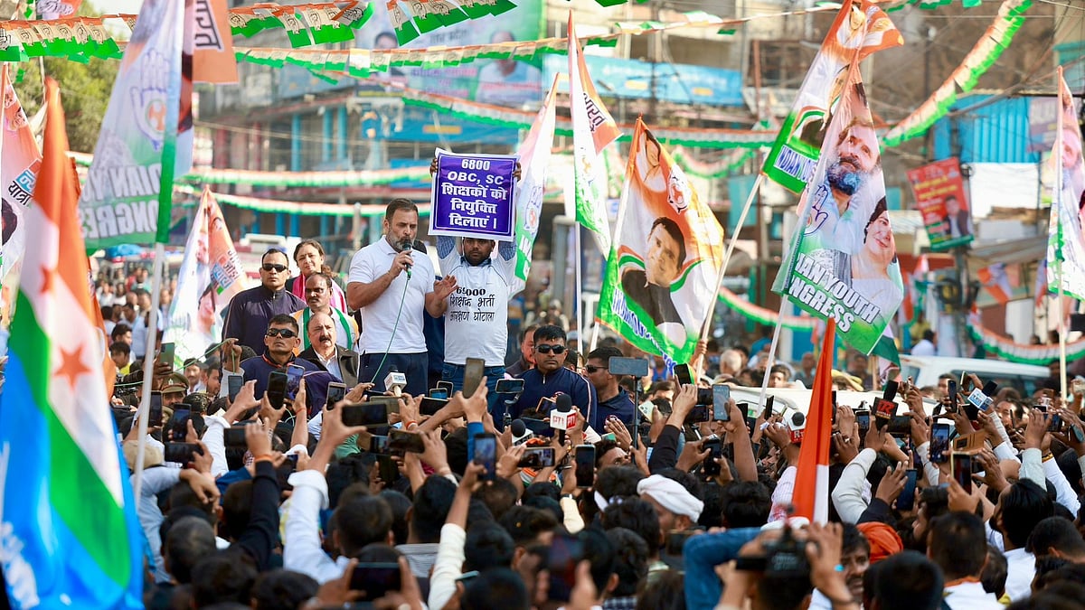 The Bharat Jodo Nyay Yatra in Rae Bareli, where Rahul Gandhi held a roadshow and delivered a public address. (photo: @Jairam_Ramesh/X) 