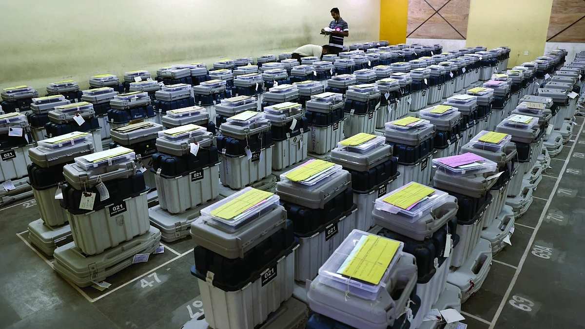Electronic voting machines in a strongroom (photo: National Herald archives)