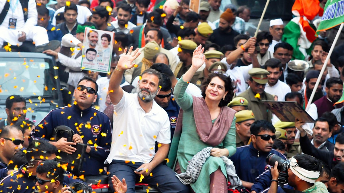 The Bharat Jodo Nyay Yatra led by Rahul Gandhi resumed from Moradabad with Priyanka Gandhi joining (photo: PTI)