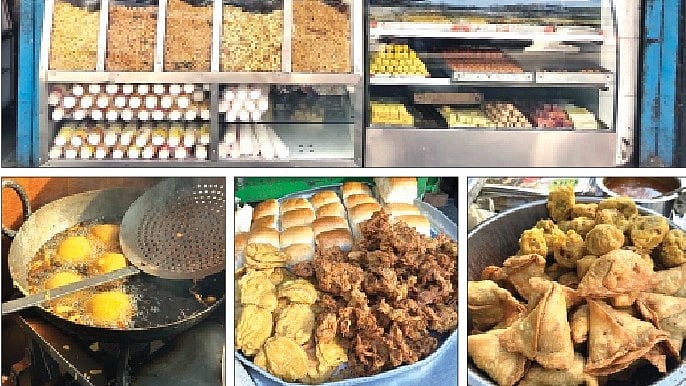 Samosas, fried onion, potato bhajias and plump vadas make for excellent snacks