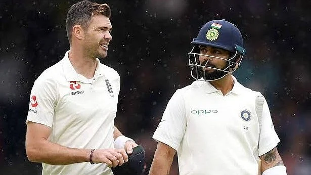 Virat Kohli and James Anderson (photo courtesy @Cricjohn/X)