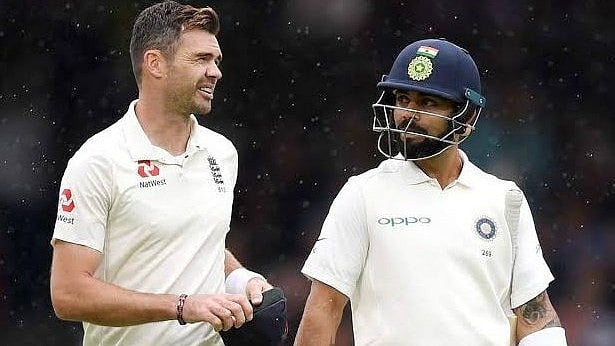 Virat Kohli and James Anderson (photo courtesy @Cricjohn/X)