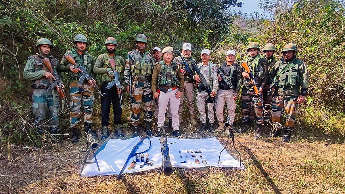 Part of the cache of arms recovered on Tuesday