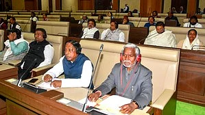 Jharkhand CM Champai Soren (foreground) during the trust vote (photo: IANS)