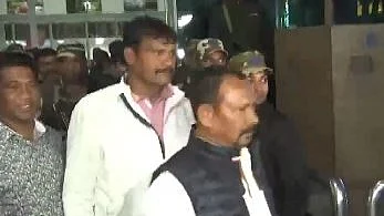 Jharkhand MLAs come out of Ranchi airport on Sunday (4 Feb) evening