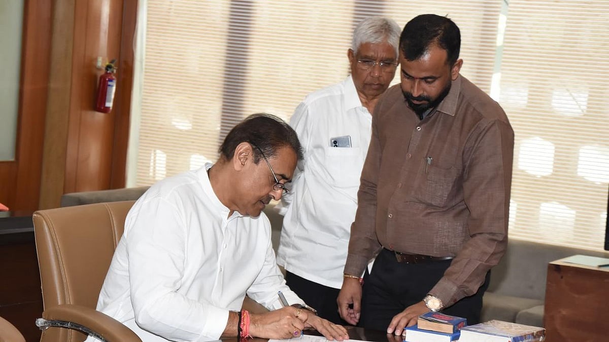 Patel filed his nomination for the Rajya Sabha elections, representing the NCP from Maharashtra, on 15 February (photo:@praful_patel/X)