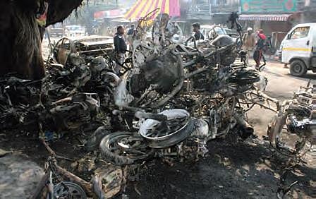 Vehicles torched during the violence