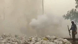 Farmers have come with gas masks, bulldozers and heavy machines to push into Haryana from Punjab (photo: IANS)