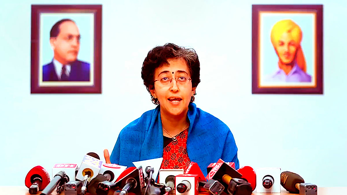 Atishi at the press meet (photo: PTI)