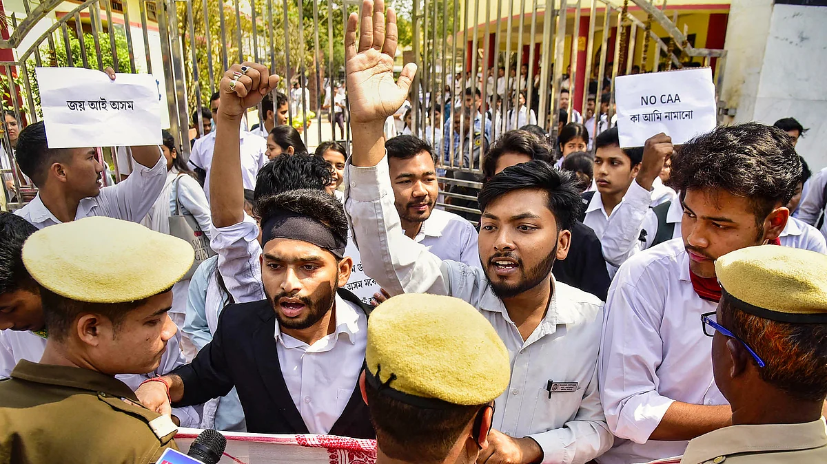 College students protest against the CAA in Guwahati (photo: PTI)