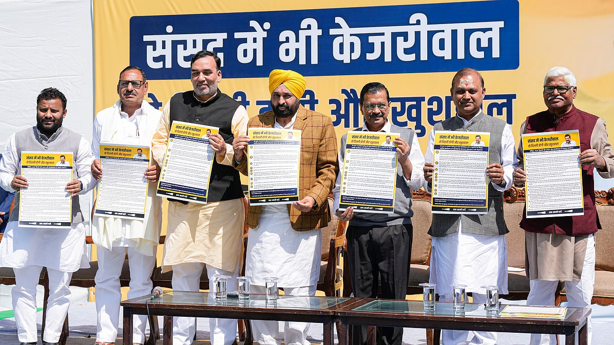 Arvind Kejriwal, Bhagwant Mann launch AAP's Lok Sabha poll campaign in Delhi