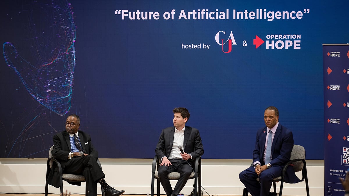 We have unanimously concluded that Sam (centre) and Greg are the right leaders for OpenAI: board chief Bret Taylor (photo: @sama/X)