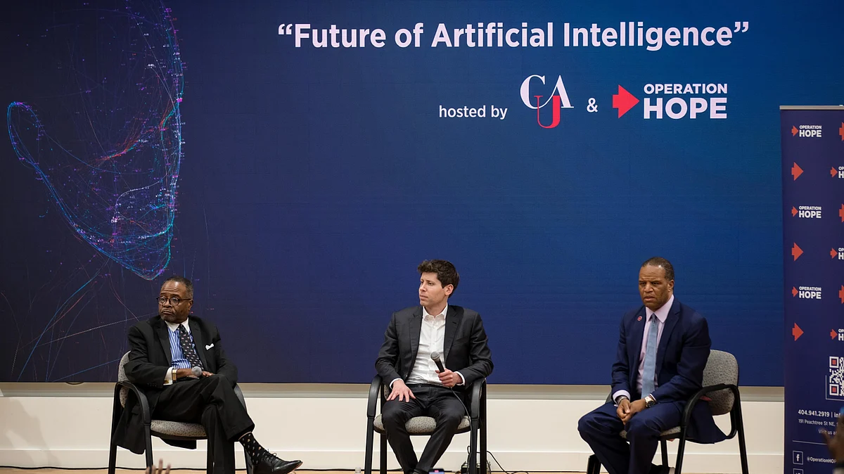 We have unanimously concluded that Sam (centre) and Greg are the right leaders for OpenAI: board chief Bret Taylor (photo: @sama/X)