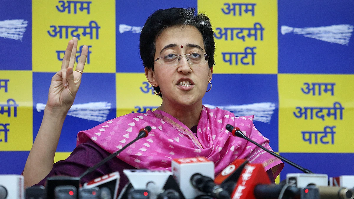AAP leader Atishi Singh addresses a press conference in New Delhi on 28 March (photo: PTI)