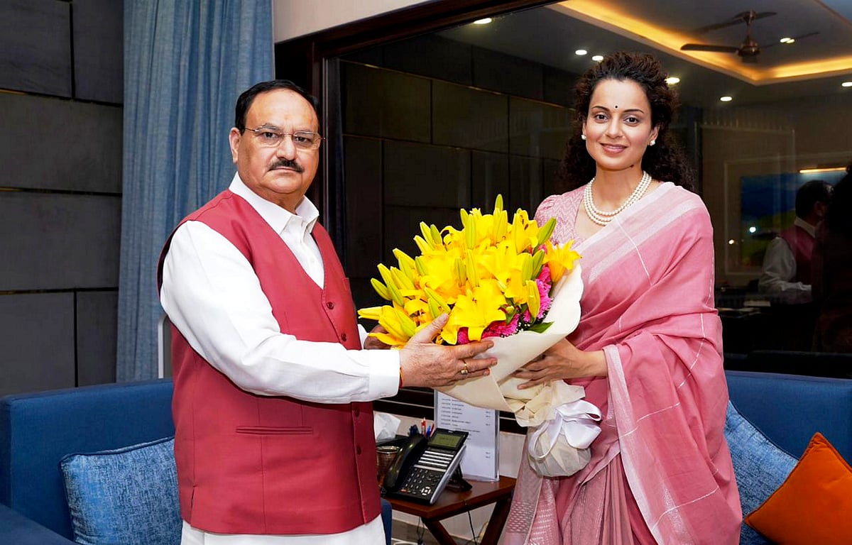 Ranaut with J.P. Nadda (photo: PTI)