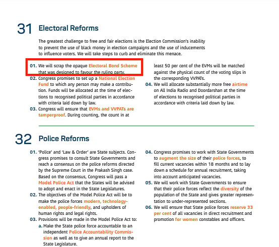 The Congress party manifesto for 2019 Lok Sabha elections 