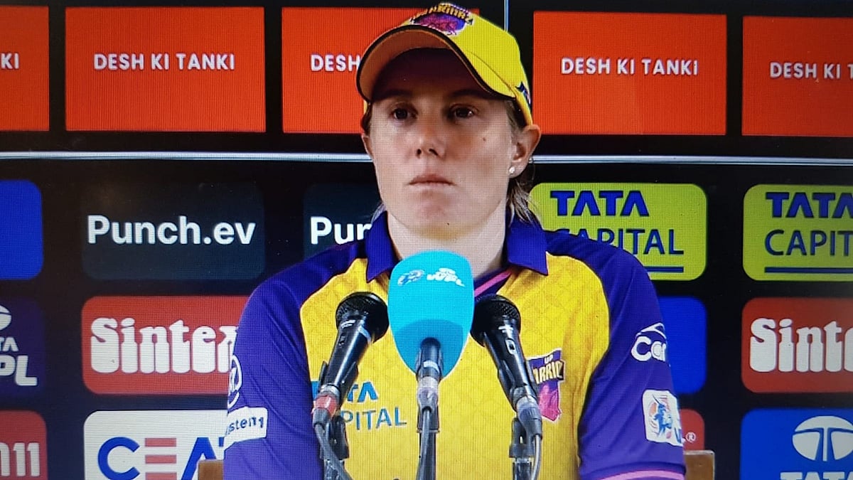 Alyssa Healy at press conference (photo: @manujaveerappa/X)
