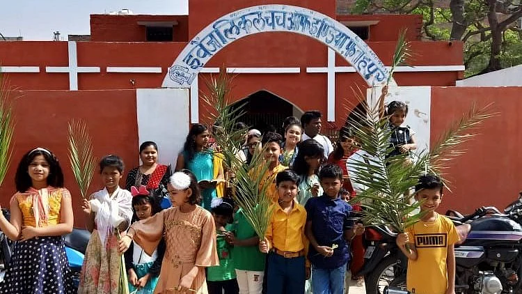 The Evangelical Church of India in Hariharganj, Fatehpur, was accused by the Uttar Pradesh police of indulging in ‘forced conversions’ (photo: article-14)