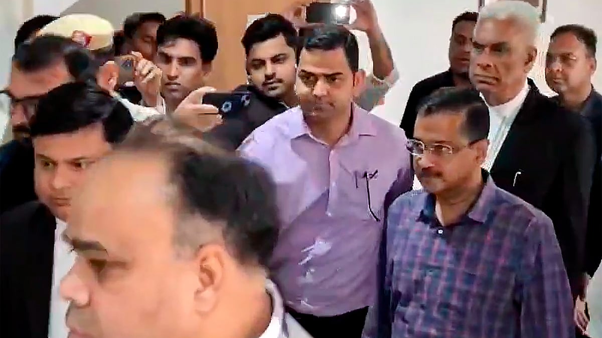 Delhi chief minister Arvind Kejriwal at the Rouse Avenue court in New Delhi on 16 March (photo: PTI)