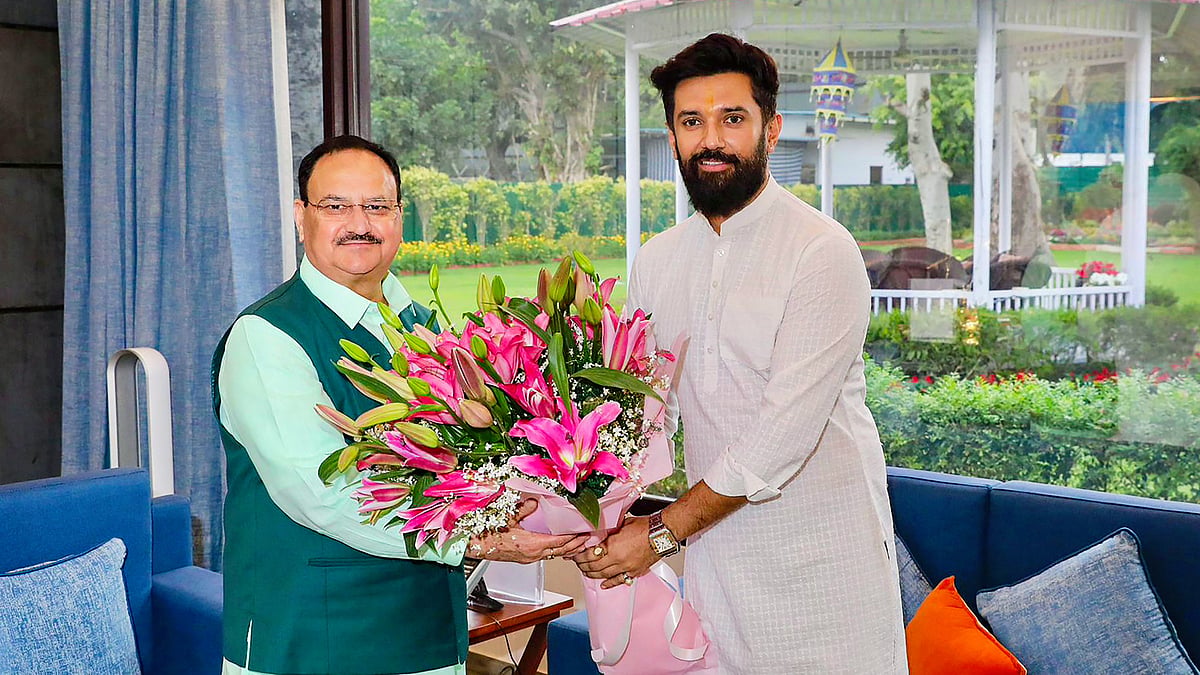 Chirag Paswan (right) with JP Nadda (photo: @iChiragPaswan/X)