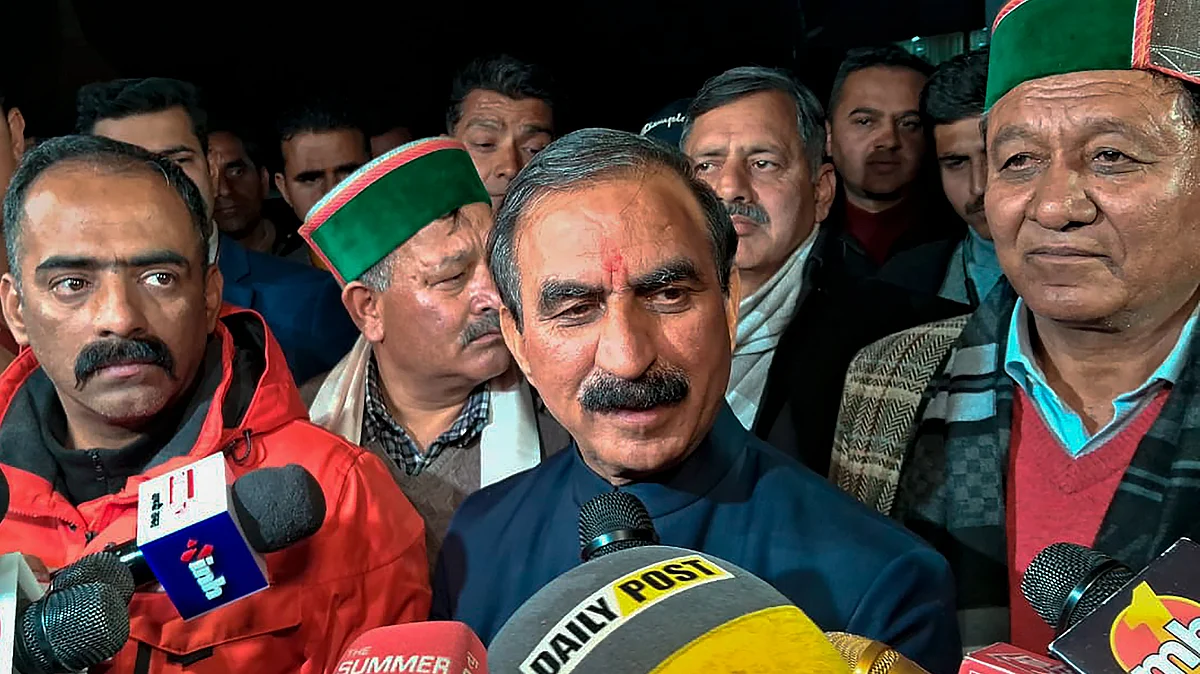 CM Sukhvinder Singh Sukhu addresses the media in Shimla (photo: PTI)