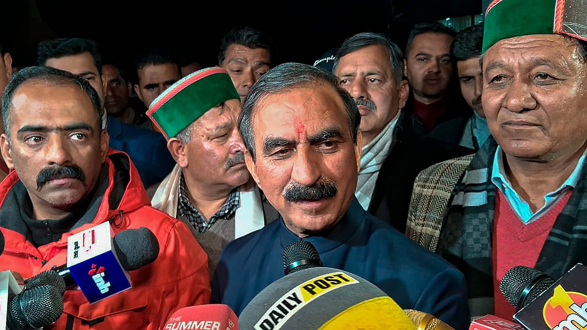 CM Sukhvinder Singh Sukhu addresses the media in Shimla (photo: PTI)