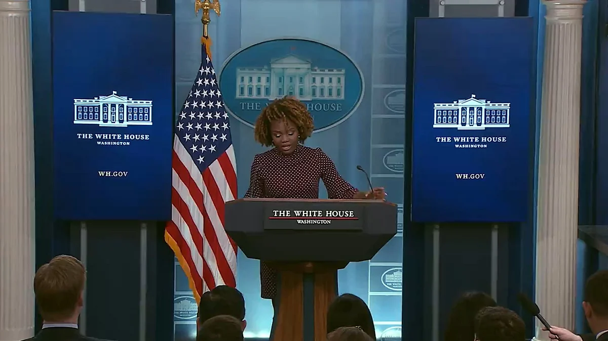White House Press Secretary Karine Jean-Pierre (pictured) called on the Taliban to prevent terror attacks from Afghan soil and encouraged dialogue between Pakistan and Afghanistan.(screen grab from @PressSec/X)