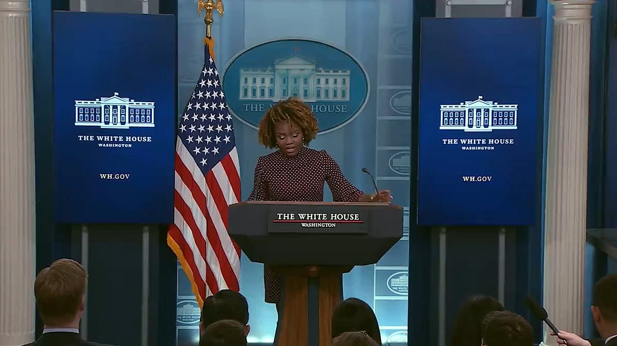White House Press Secretary Karine Jean-Pierre (pictured) called on the Taliban to prevent terror attacks from Afghan soil and encouraged dialogue between Pakistan and Afghanistan.(screen grab from @PressSec/X)