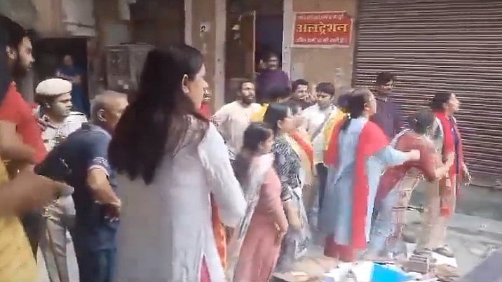 Locals in East Delhi's Pandav Nagar protest against the rape on Sunday, 24 March