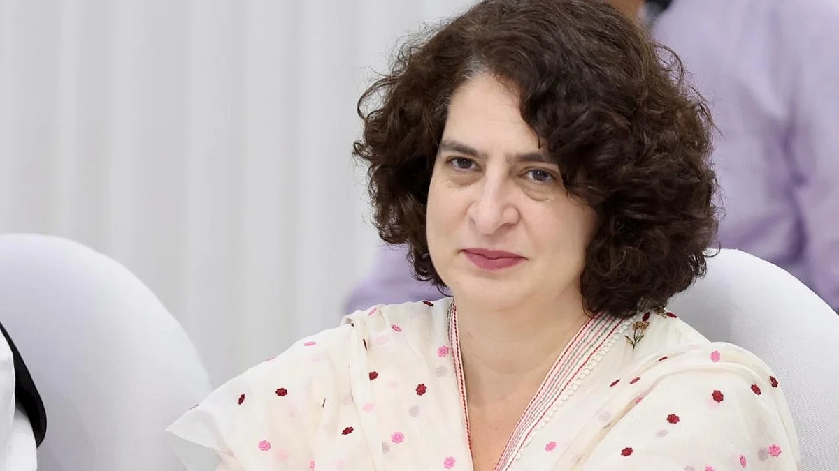 Priyanka Gandhi Vadra at Congress Working Committee meeting on 19 March (photo: @priyankagandhi/X)