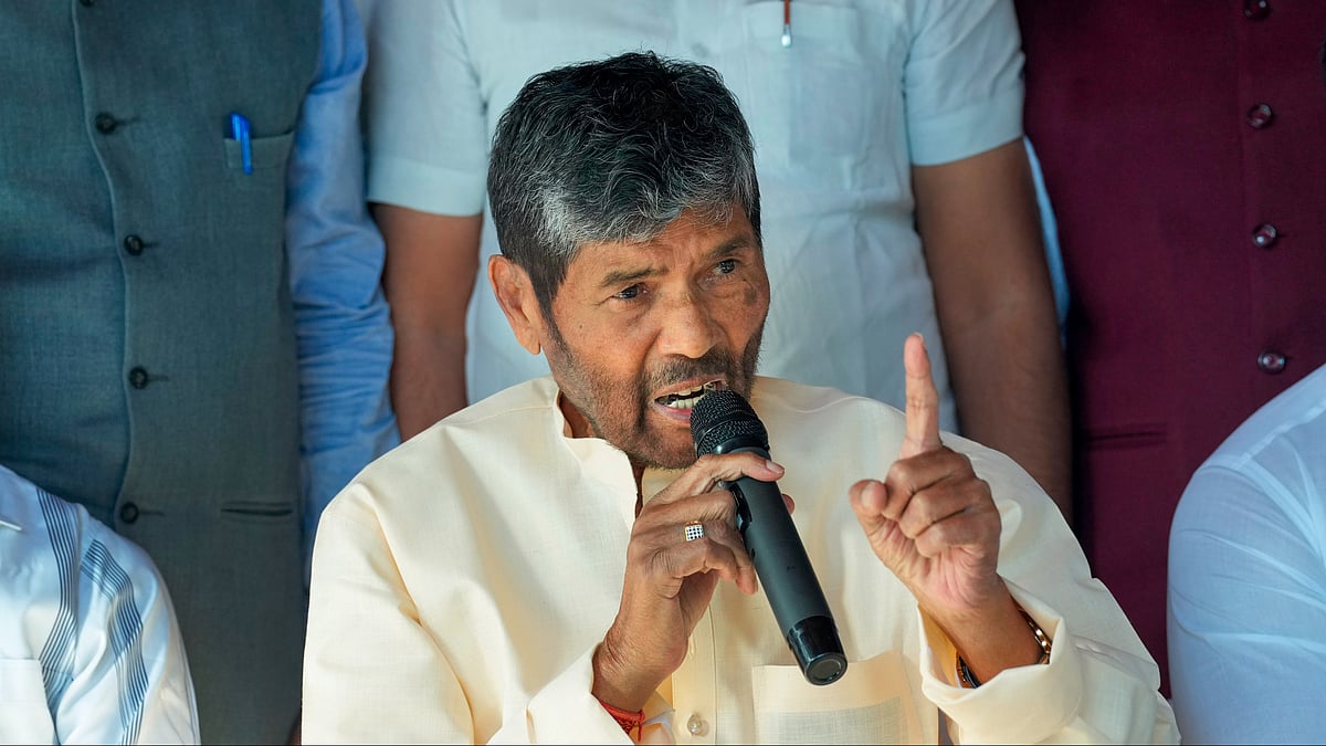Pashupati Kumar Paras addresses a press conference in New Delhi on 15 March (photo: PTI)