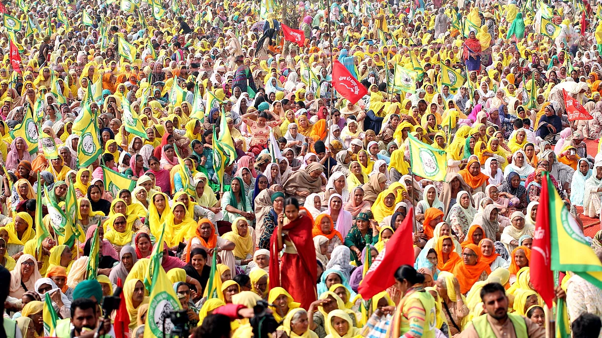 File photo of a protest by women farmers in Punjab