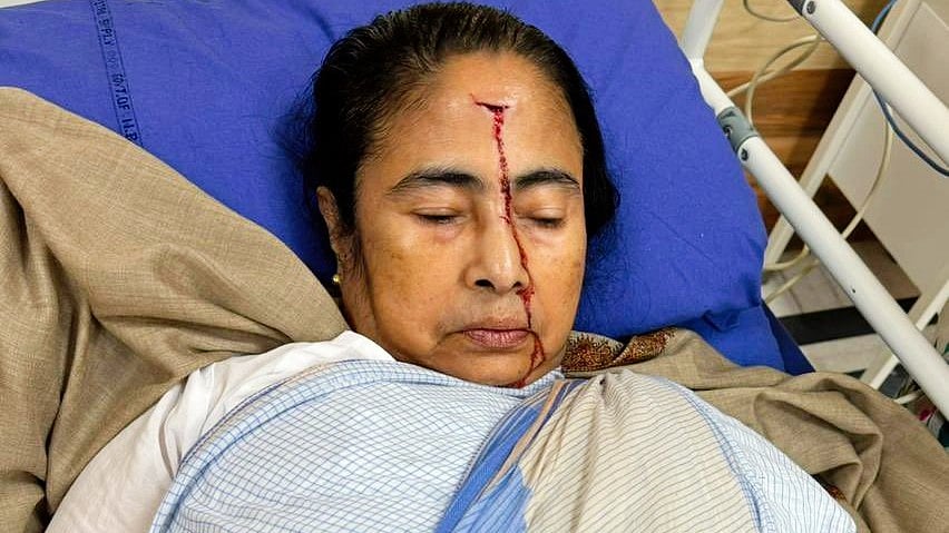 Banerjee was taken to the SSKM hospital, where she underwent stitches and medical tests. (photo: @AITCofficial/X)