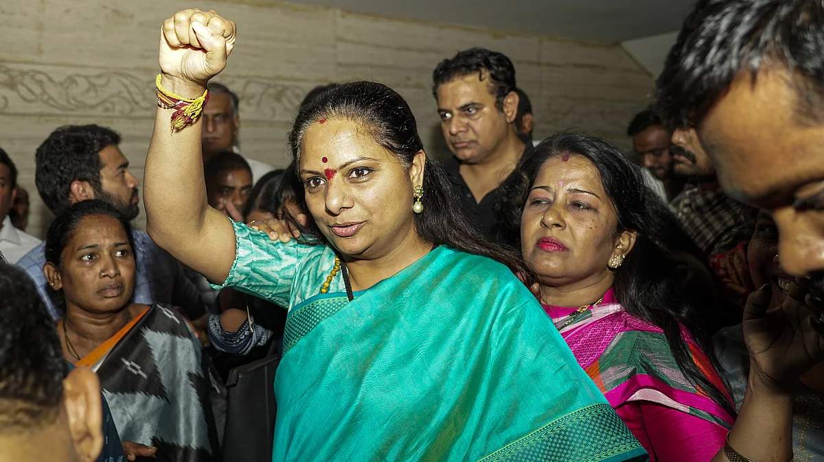 ED arrests BRS leader K Kavitha from her residence in Hyderabad on 15 March (photo: PTI)