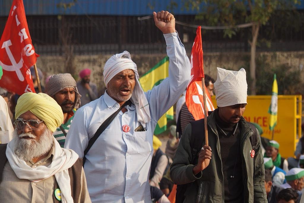 The gathering saw farmers chanting slogans against the Centre's policies amidst heightened security measures.(photo: Samyukta Kisan Morcha)