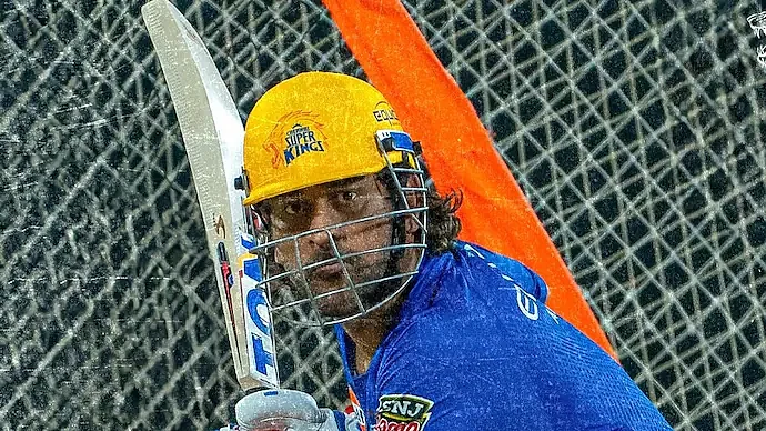 MS Dhoni at CSK nets (photo: @ChennaiIPL/X)