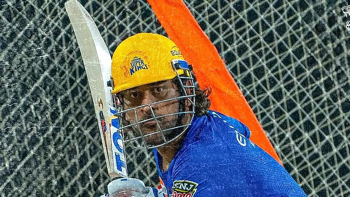 MS Dhoni at CSK nets (photo: @ChennaiIPL/X)