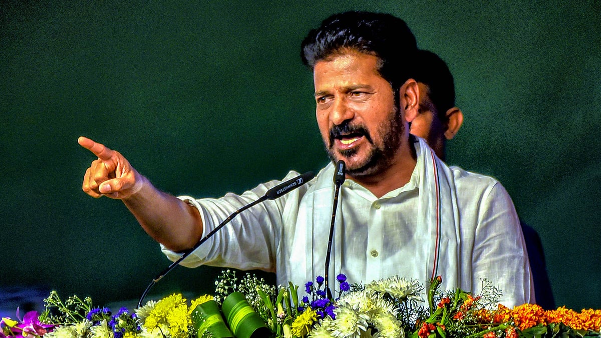 A Revanth Reddy addresses a public meeting in Hyderabad on 27 February (photo: PTI)
