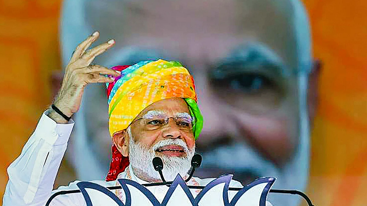 Narendra Modi at the Rajasthan rally (photo: PTI)