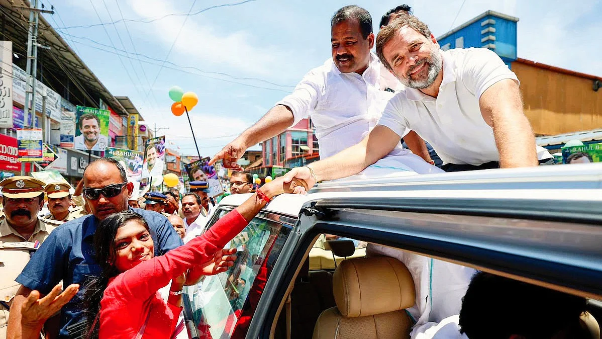 Rahul Gandhi at a rally in his constituency of Wayanad, Kerala