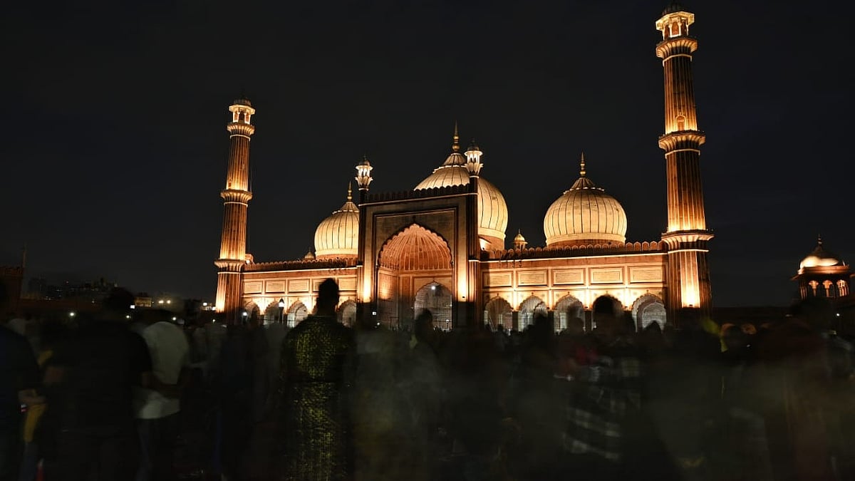 A night view of Jama Masjid
